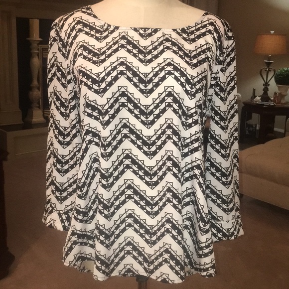 Wishful Park Tops - Wishful Park black and white Aztec design blouse